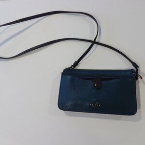 Coach Women's Leather Crossbody Dark Teal and Black‎ Small